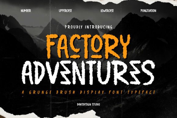 Factory Adventures: Grunge Brush Display Font for Bold Campaigns